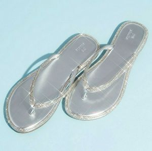 David's Bridal Rhinestone Trim Thong Sandals